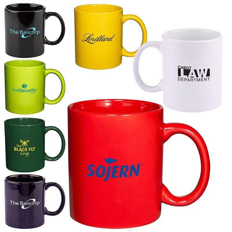 11oz Basic C Handle Ceramic Mug - 3.75" H x 3.25" Diameter